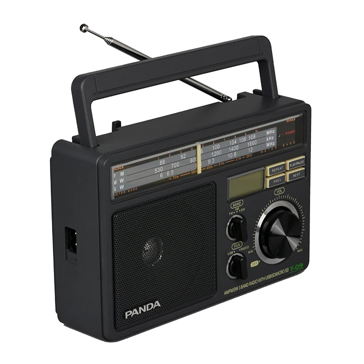 
T-09 Senior Desktop radio receiver with SD USB MP3 retro style radio fm semiconductor large knob nostalgic full band radio 