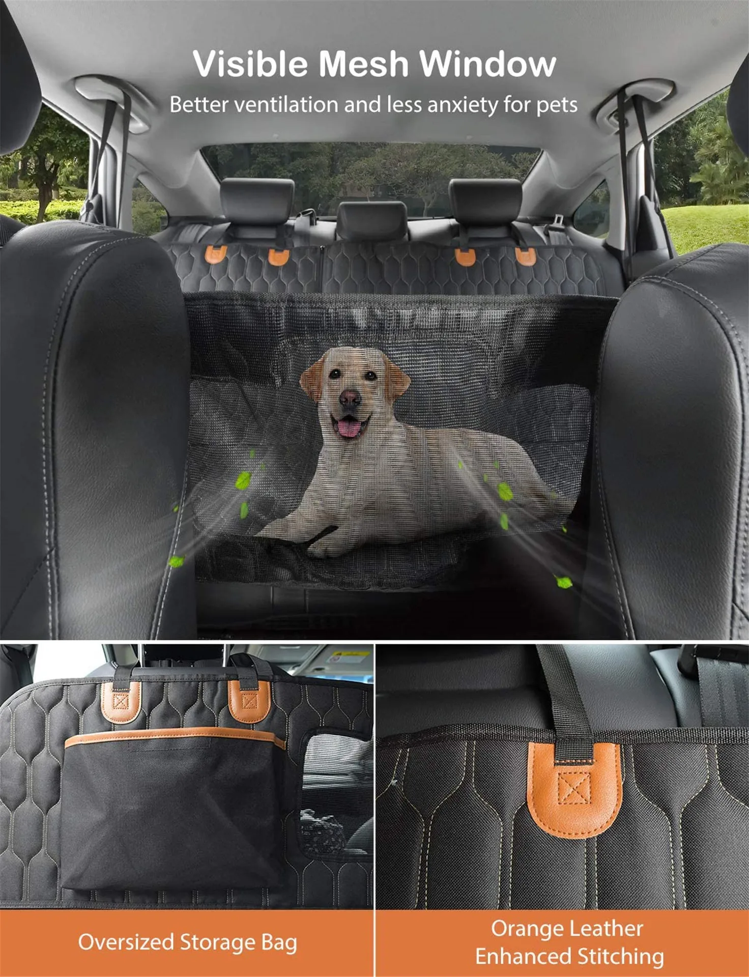 Dog Car Seat Cover Waterproof Pet Dog Travel Mat Mesh Dog Carrier Car Hammock Cushion Protector With Zipper and Pocket