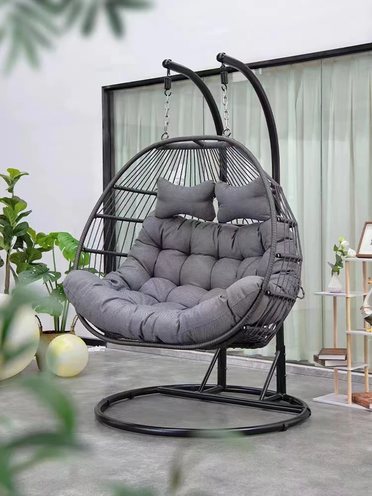 Outdoor Living Room Standing Egg Chair Foldable Egg Chair PE Plastic Rattan Weave Egg Chair Cheap Outdoor Furniture