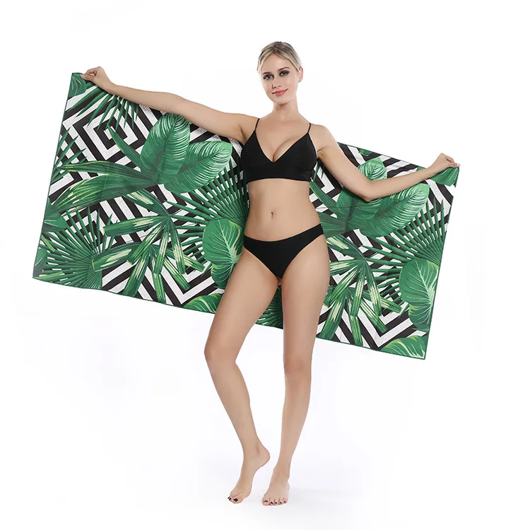 Microfiber beach towel digital printing water absorption quick drying swimming bath towel double-sided velvet beach towel