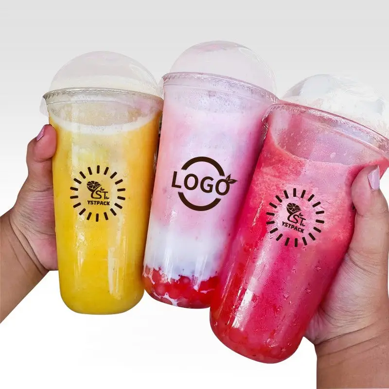 Custom PET Cups Printed Compostable Clear Disposable Plastic 100% Biodegradable Plastic cup pet With Lids