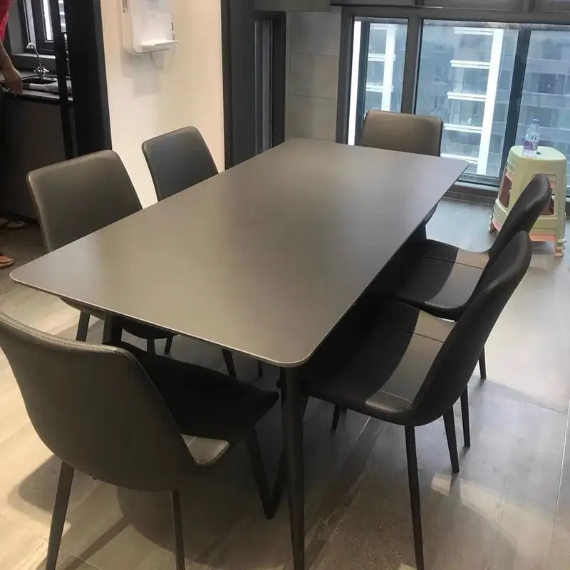 Dining table and chair combination of modern simple small household table rock board