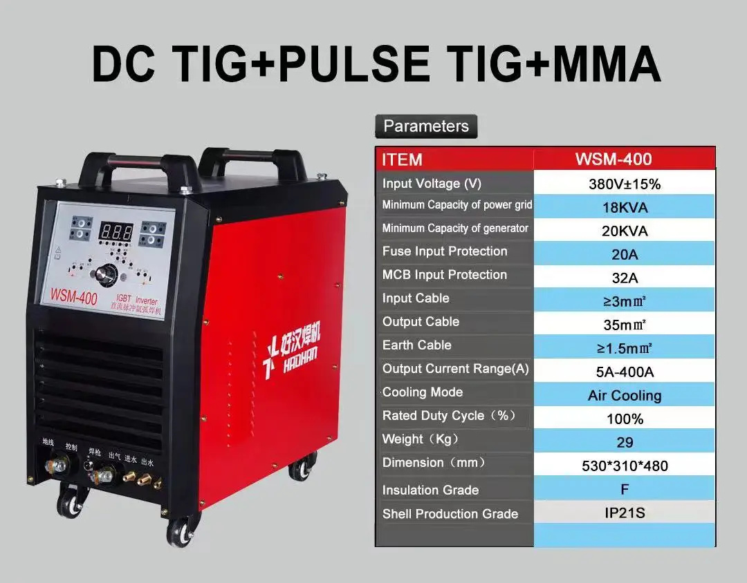 Inverter DC pulse argon arc welding machine , DC pulse TIG welding machine TIG/MMA Welder DC TIG/MMA-400 WSM-400