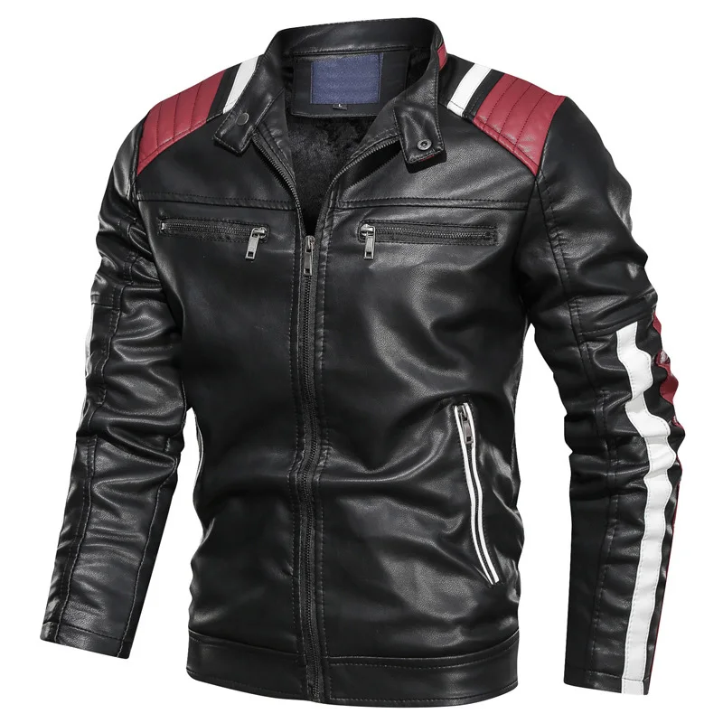 
Fashion Faux Leather Moto Racer Mens Designer Leather Jacket 