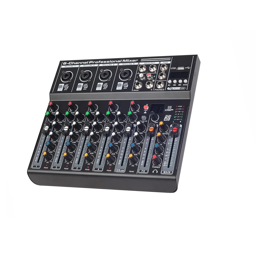 Best small audio mixer 6 channel with MP3 ,U Dish, 48V Phantom for streaming the Pocket Maestro of Audio Mixing
