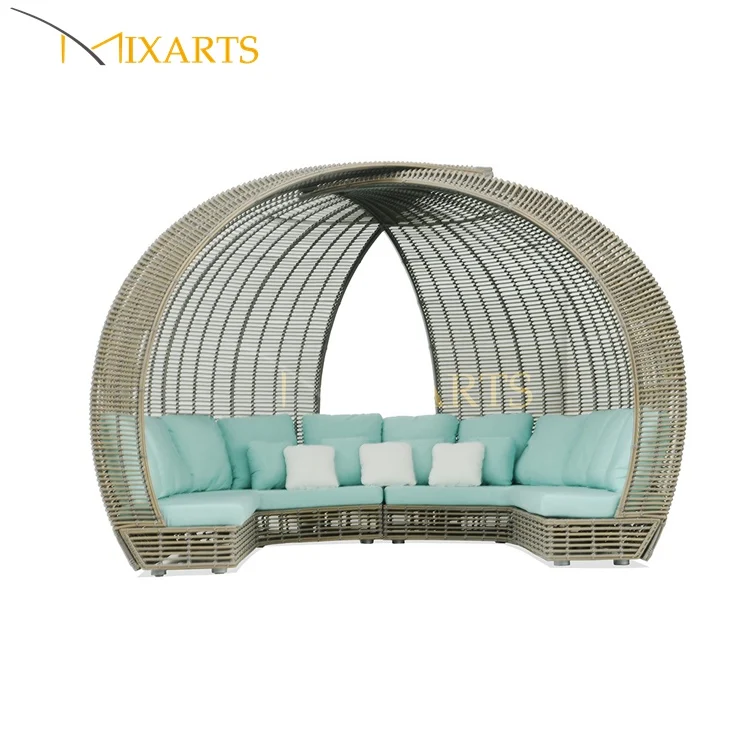 Gazebo Outdoor Modern Luxury Beach Rattan Wicker Cabana Bed