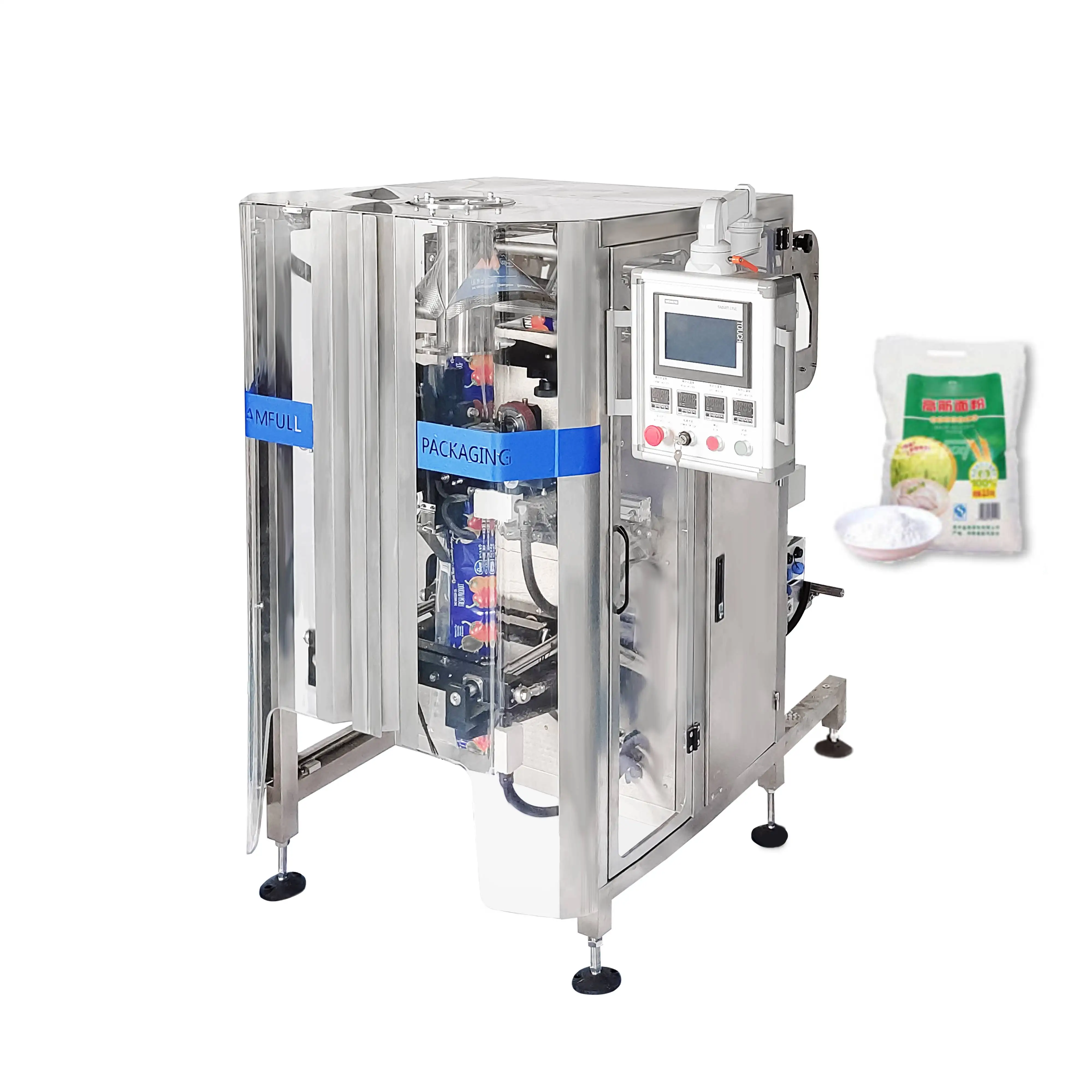 Automatic corn flour packaging filling machine starch powder tapioca pillow bag central seal packing machine