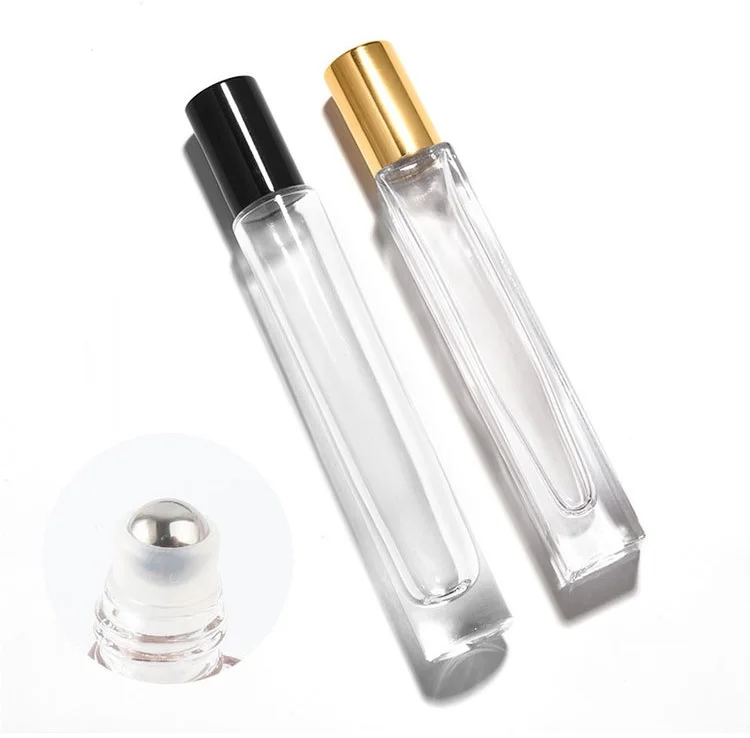 square or round shape  thick bottom transparent 5ml 10ml 15ml roll on glass bottle for essential oils perfume