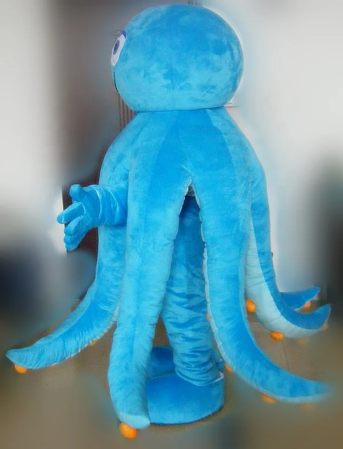 Good visual nice quality soft plush blue octopus mascot costume walking life size adult octopus mascot costume