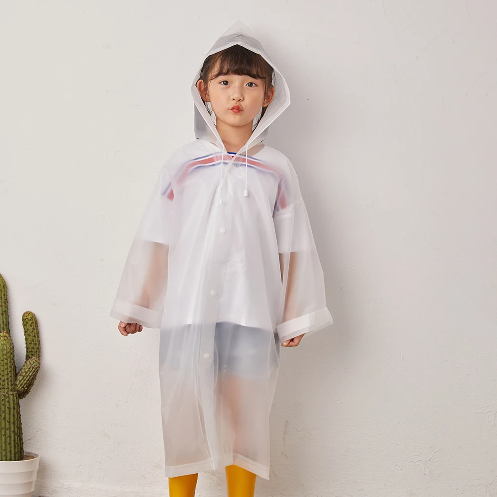 Прозрачный детский дождевик EVA с черной отделкой