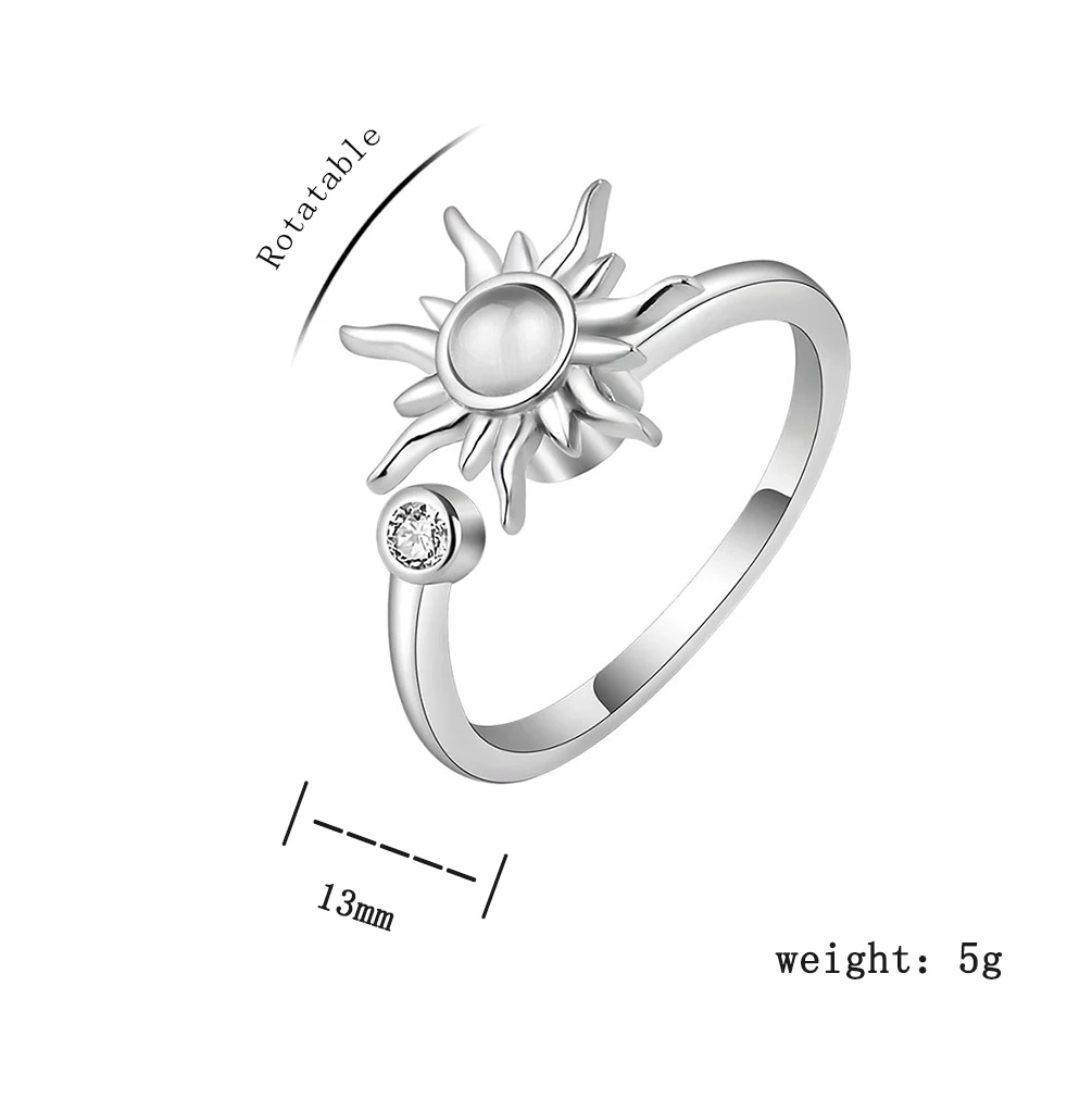 Fine Jewellery Fashion Silver Gold Copper Spinning Wreath Stress Relief Transport Ring Jewellery Rings