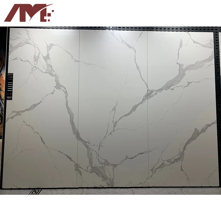 Guangdong Foshan factory customized white mural panel TV background wall polished ceramic tiles sintered stone large slabs