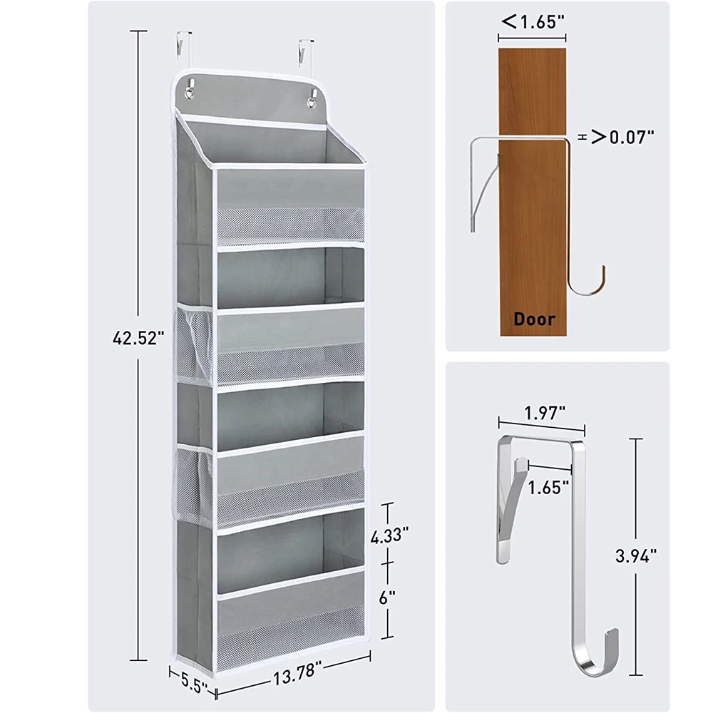 Houseware Folding 4 Pocket Non-woven Over The Door Storage Organizer Hanging Wall Closet Storage Bag Organizer