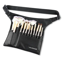 Портативная косметичка из искусственной кожи на заказ, черная сумочка для косметики с держателем для кистей