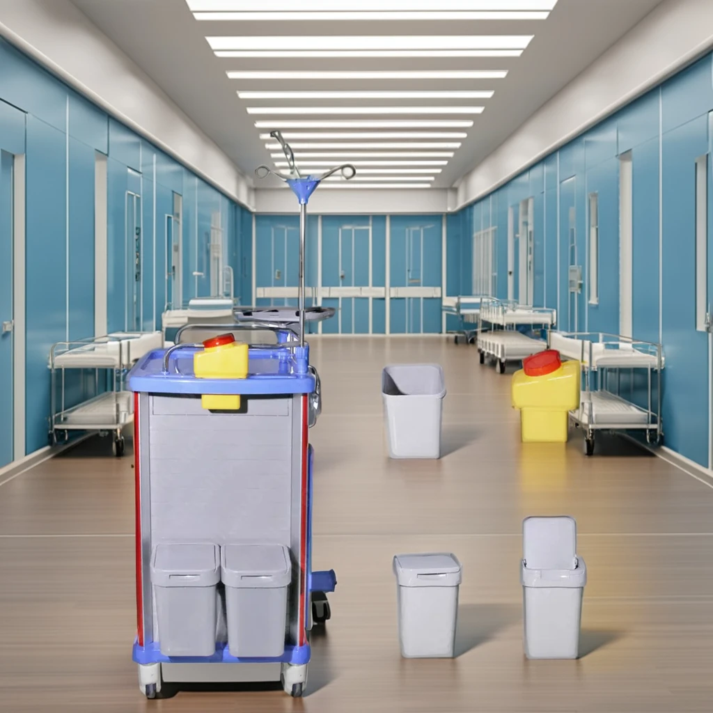 Hospital Cart Medical Emergency Trolley Plastic and Metal Nursing Treatment Cart with Drawers