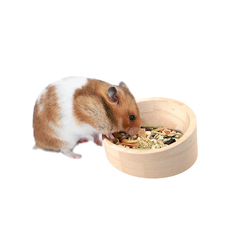 Eco-Friendly Natural Wood Small Animal Food Bowl Hamster Feeder Hamster Bowl