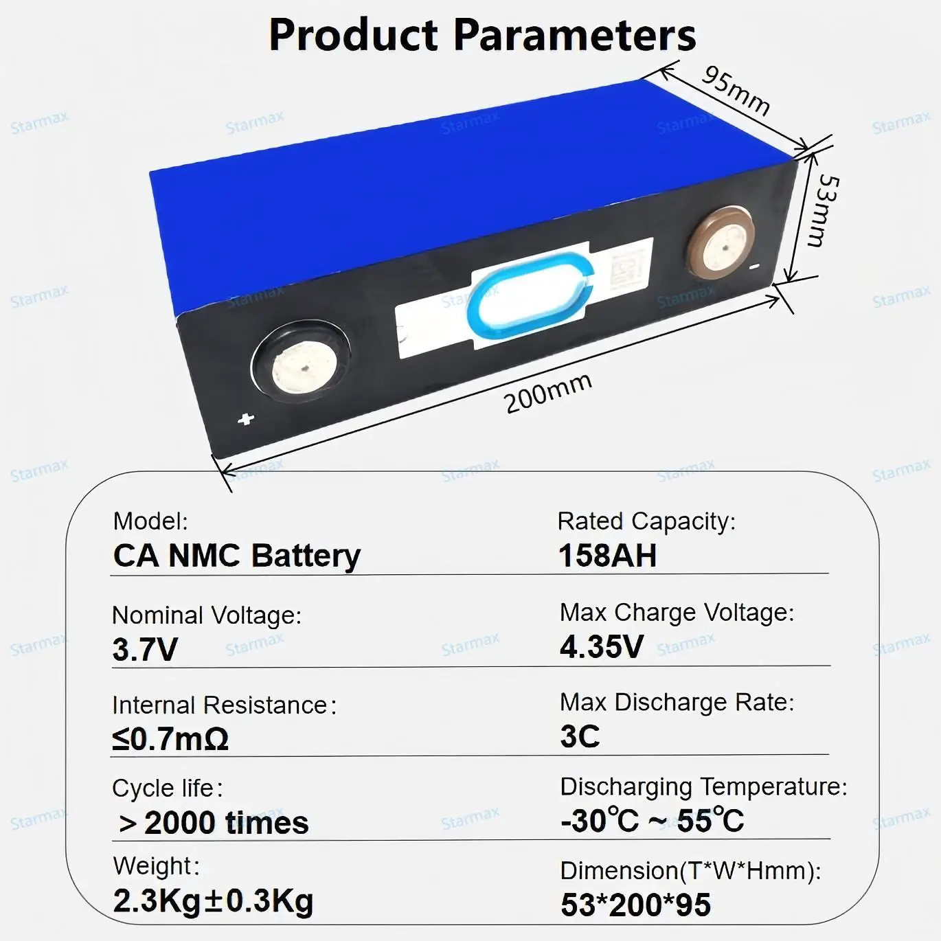 Starmax Catl 3.7V 158Ah Nmc 811 Battery Lithium Fast Charging Capability Prismatic Ncm Rechargeable  Electric Vehicles Battery