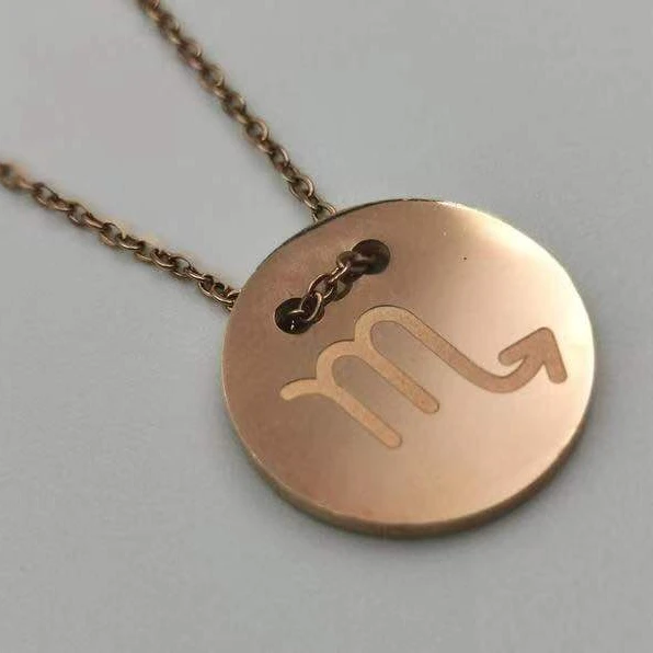 Gold Zodiac Pendants Necklace Aries Taurus Gemini Cancer Leo Virgo Libra Scorpio Aquarius Pisces Astrology symbols