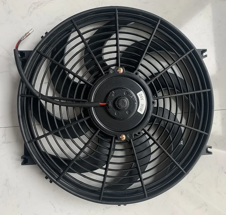 Cheap 14inch 24V bus radiator fan motor 130W condenser fan with curved baldes