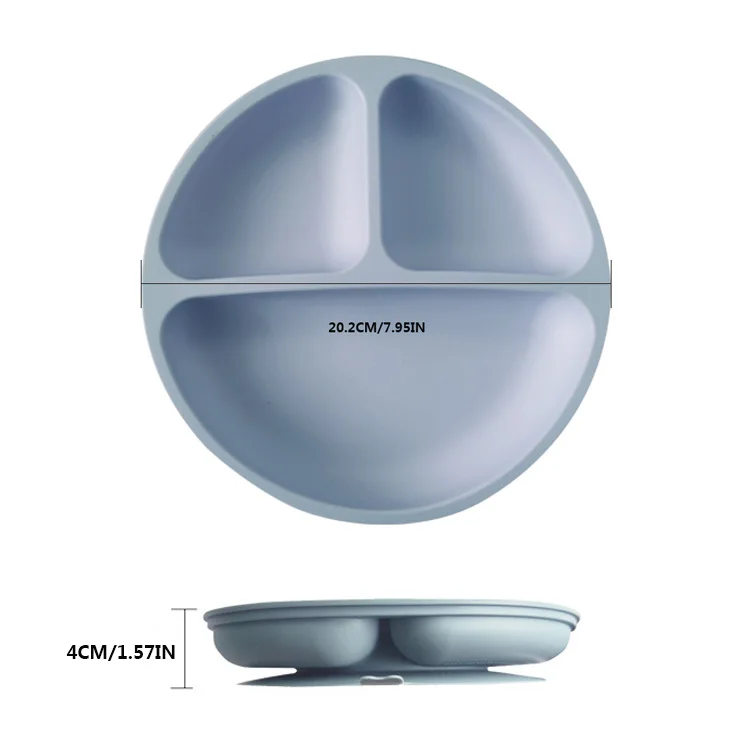 New Design Food Grade Silicone Baby Bowls Kids Round Divided Dinner Plate Suction Plate For Babies & Toddlers