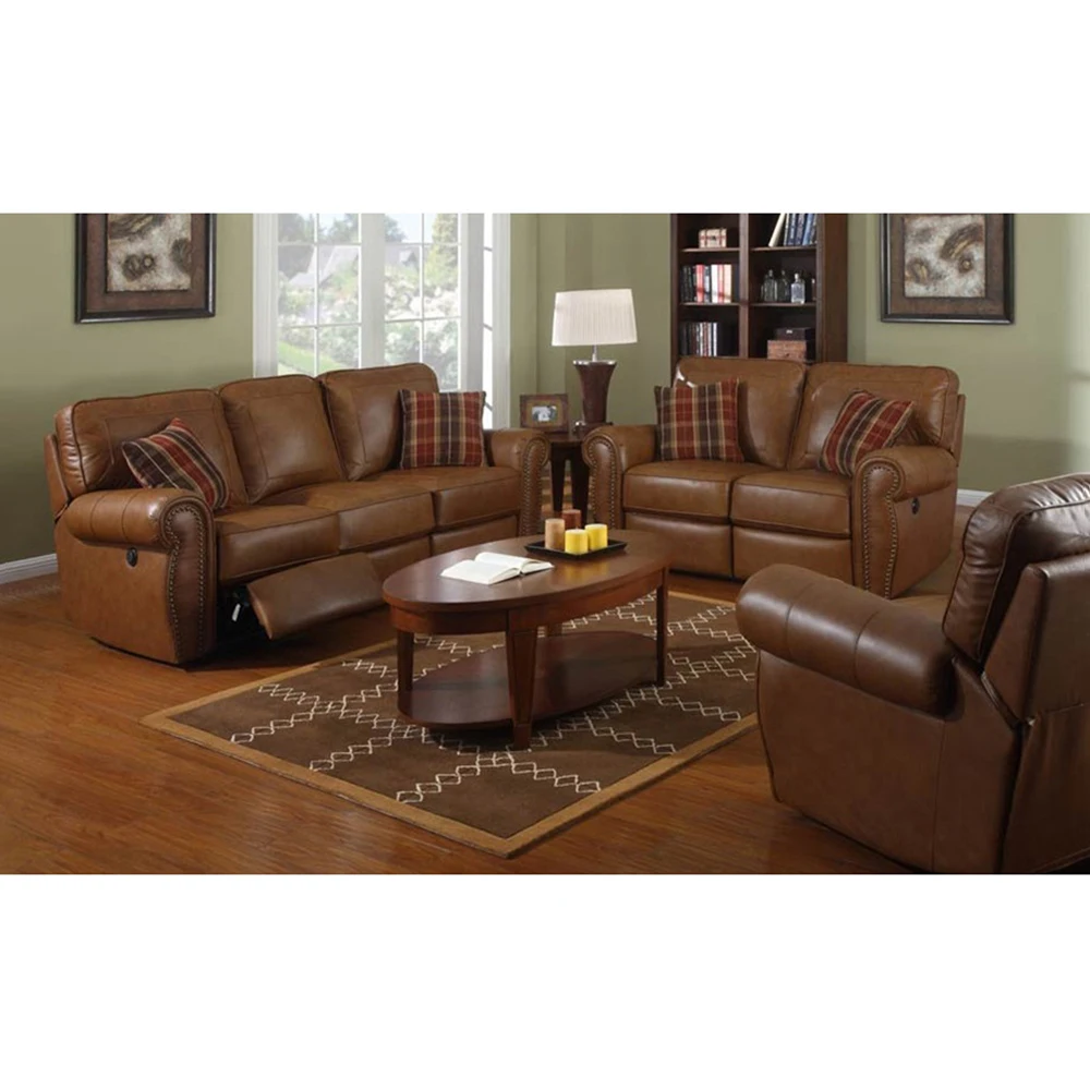 Frank Furniture Brown Sectional Power 7 Seater air Leather Reclining Sofa