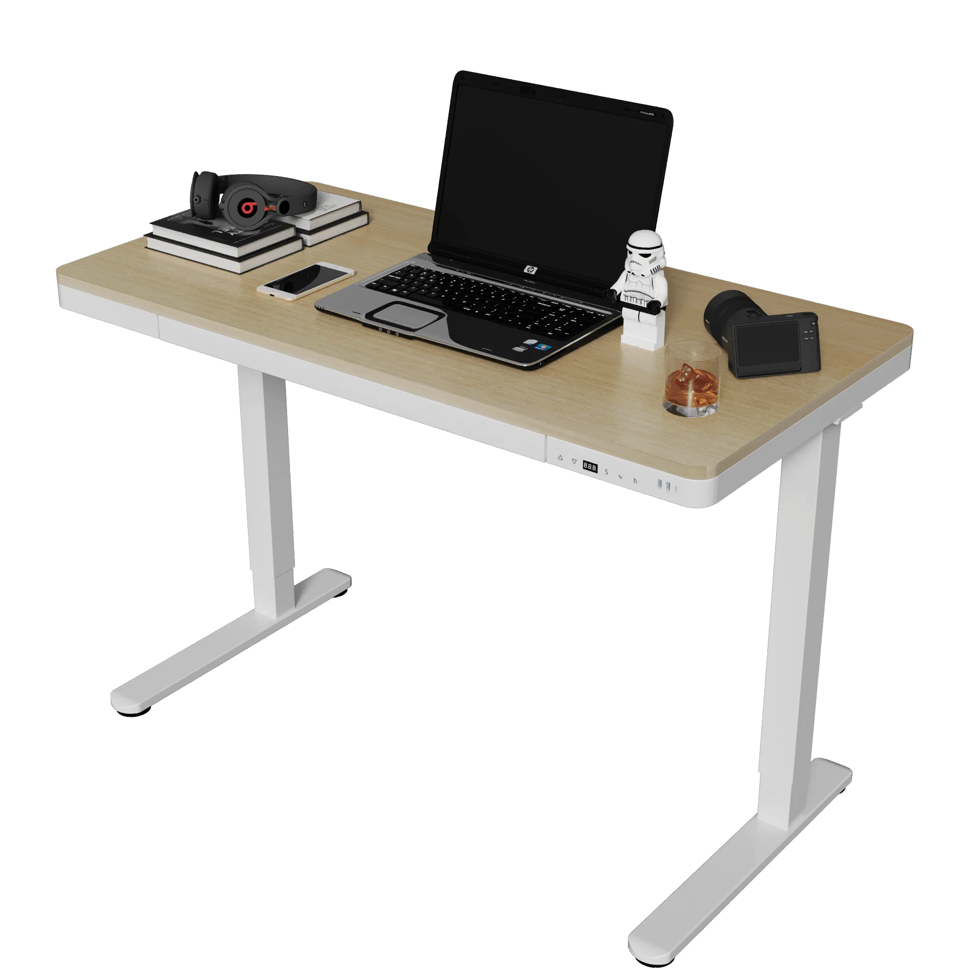 V-mounts office executive desk adjustable height electric desk with Quick Charge Interfaces VM-JSD5-01-W
