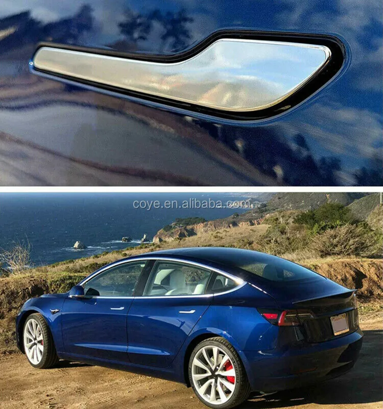 4pcs Car White Transparent Door Handle Protection Film Sticker Cover For Tesla Model 3 Transparent Protective Trim