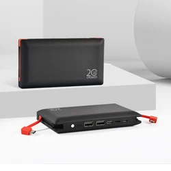 High Quality Upgraded Model 10000 mah Type-c Micro Input Double Built-in Cables PSE Powerbank