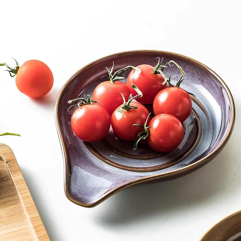 Handcraft Kitchen Spoon rest ladle holder Stoneware Reactive glaze spiral design Customized Spoon rest Spatula holder