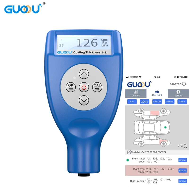 
LCD Display Coating Painting Film Zinc Plating Thickness Gauge Digital Coating Thickness Car Painting Meter Paint Tester 