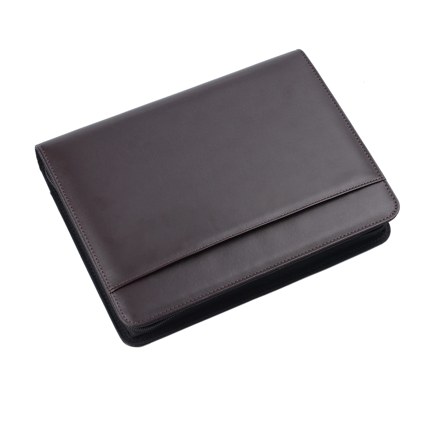 Multifunctional PU Leather  Portfolio Padfoilo with Zippered Closure A5 Writing Pad Organizer Interior Pocket for Phone Tablet