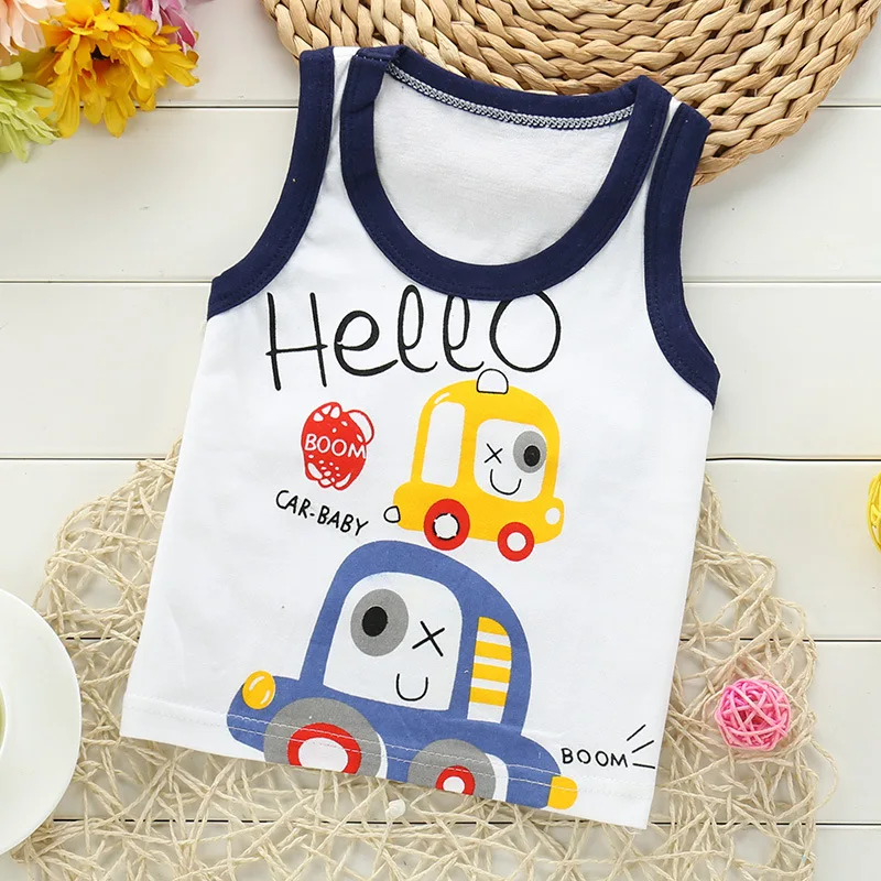 2023 Kids Summer Vest 1 - 6 Years Baby Boys Clothes Sleeveless Top Shirt Kids Girls 100% Cotton Toddler Boys Vests And Waistcoat