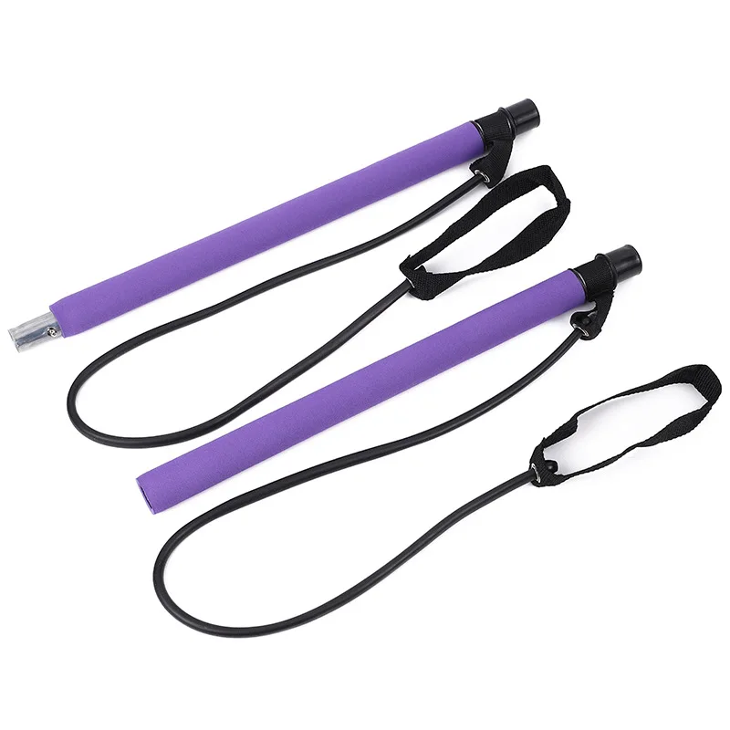 New product Portable Yoga exercise Pilates Stick with Resistance Band Pilates Bar