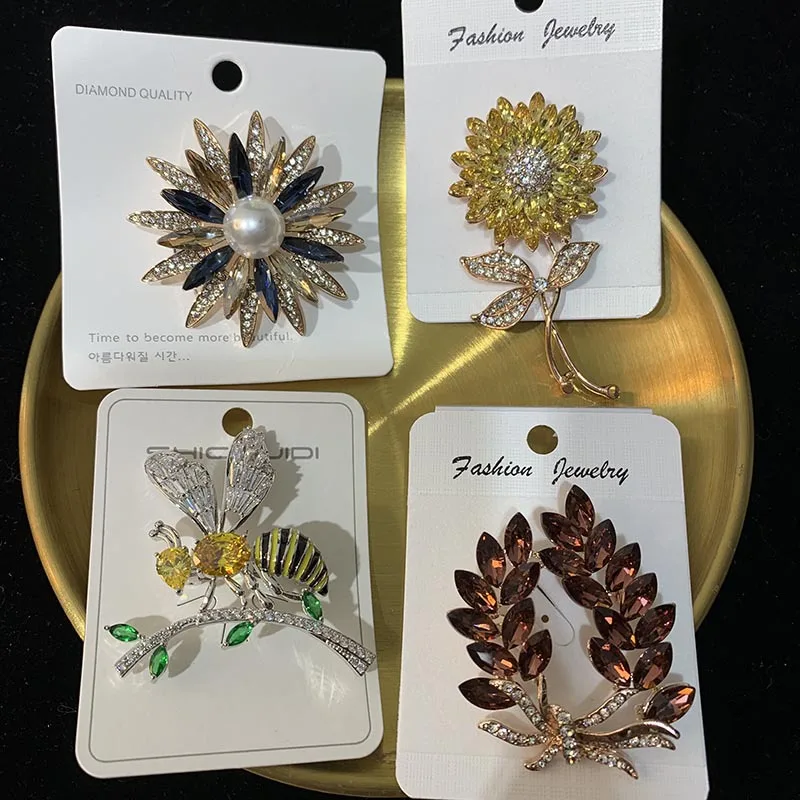PUSHI new rhinestone brooch pins flower mixed korean brooch lady wholesale bulk brooches women