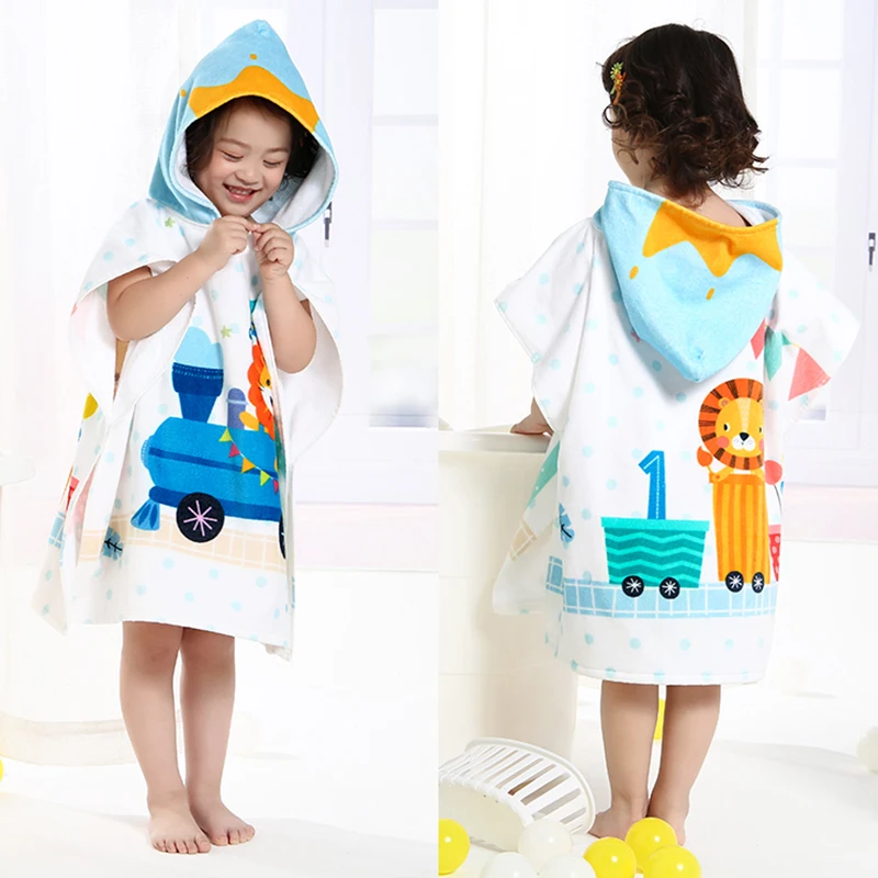 custom wholesale microfiber hooded kids  poncho beach towel