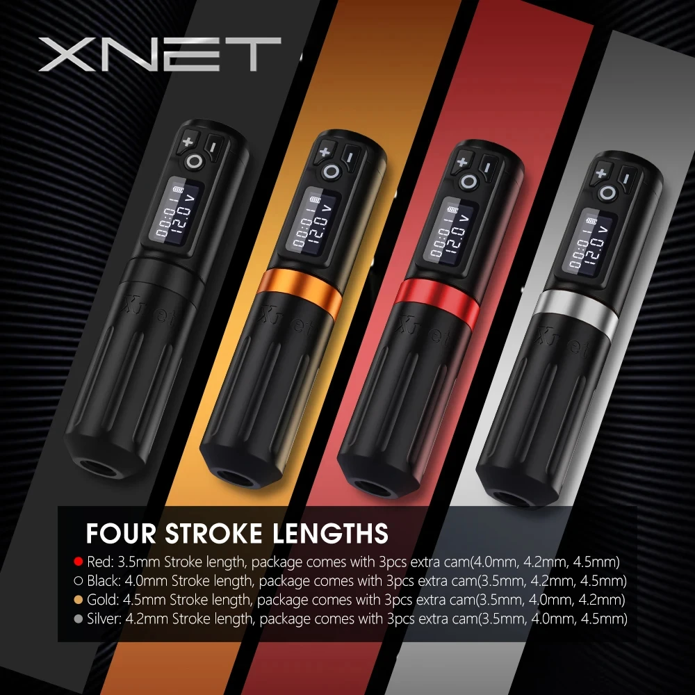 XNET Plus Wireless Tattoo Machine Pen Complete Full Kit Set with Extra 2.5/3.5/4.5mm Multi Stroke 40Pcs Mixed Tattoo Cartridge