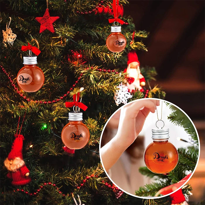 50ML 150ML Custom Hangings Product Ball Shape Plastic Bottle Christmas Ornaments For Christmas Tree Decoration