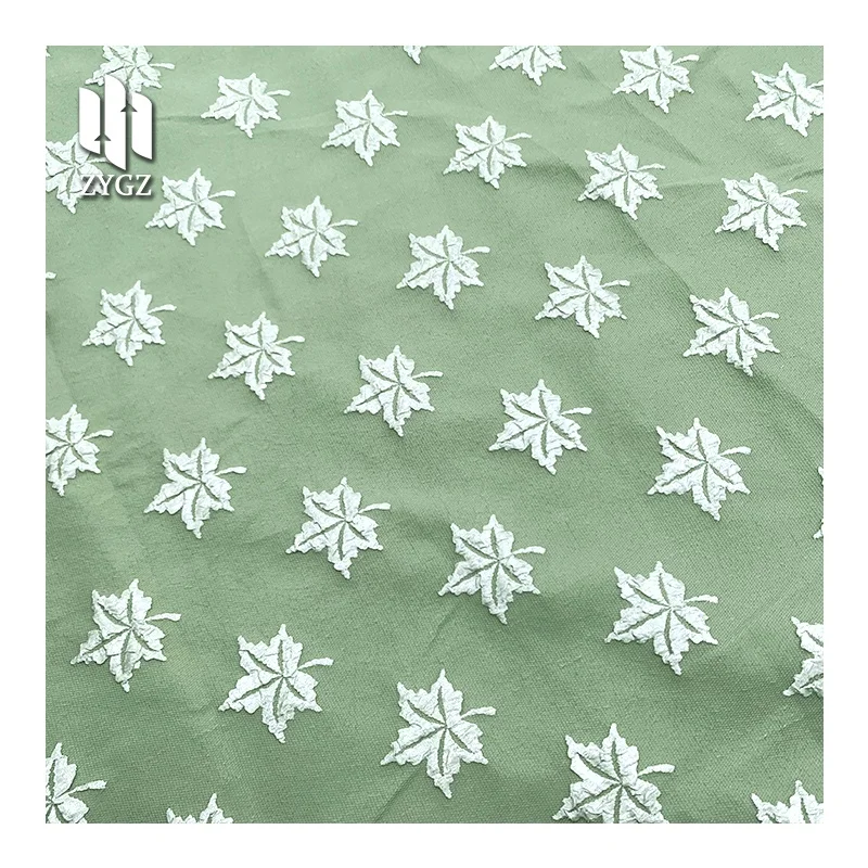 95% Polyester 5% Spandex Fashion Design Embroidery 3D Relief Maple leaf Jacquard Fabrics For Clothing Dresses Bags