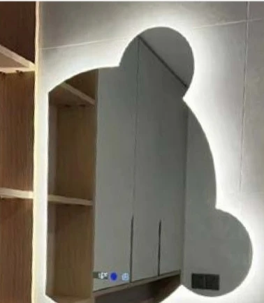 Bathnology OEM ODM Hot Sale silver smart bathroom Mirror with LED Light touch screen Wall Irregular led mirror