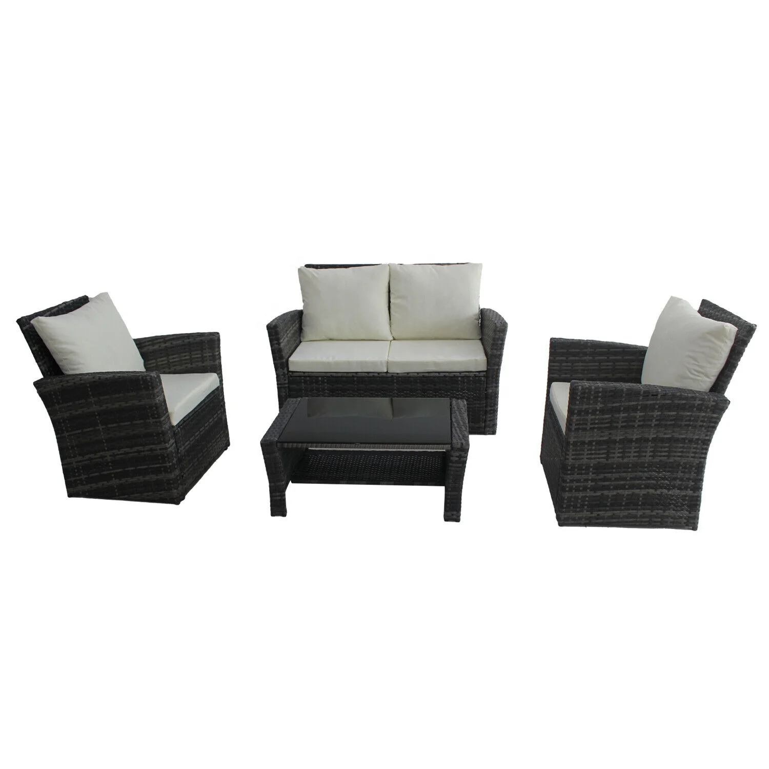 Rattan Garden Furniture Sofa 4 Piece Patio Set Table Chairs SFS009