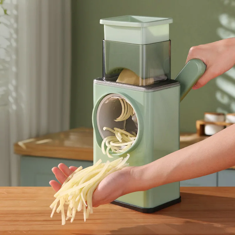 Manual Rotary Vegetable Fruit Tool Countertop Stainless Steel Plastic Drum Blade Cheese Grater Shredder Slicer Chopper Cutter