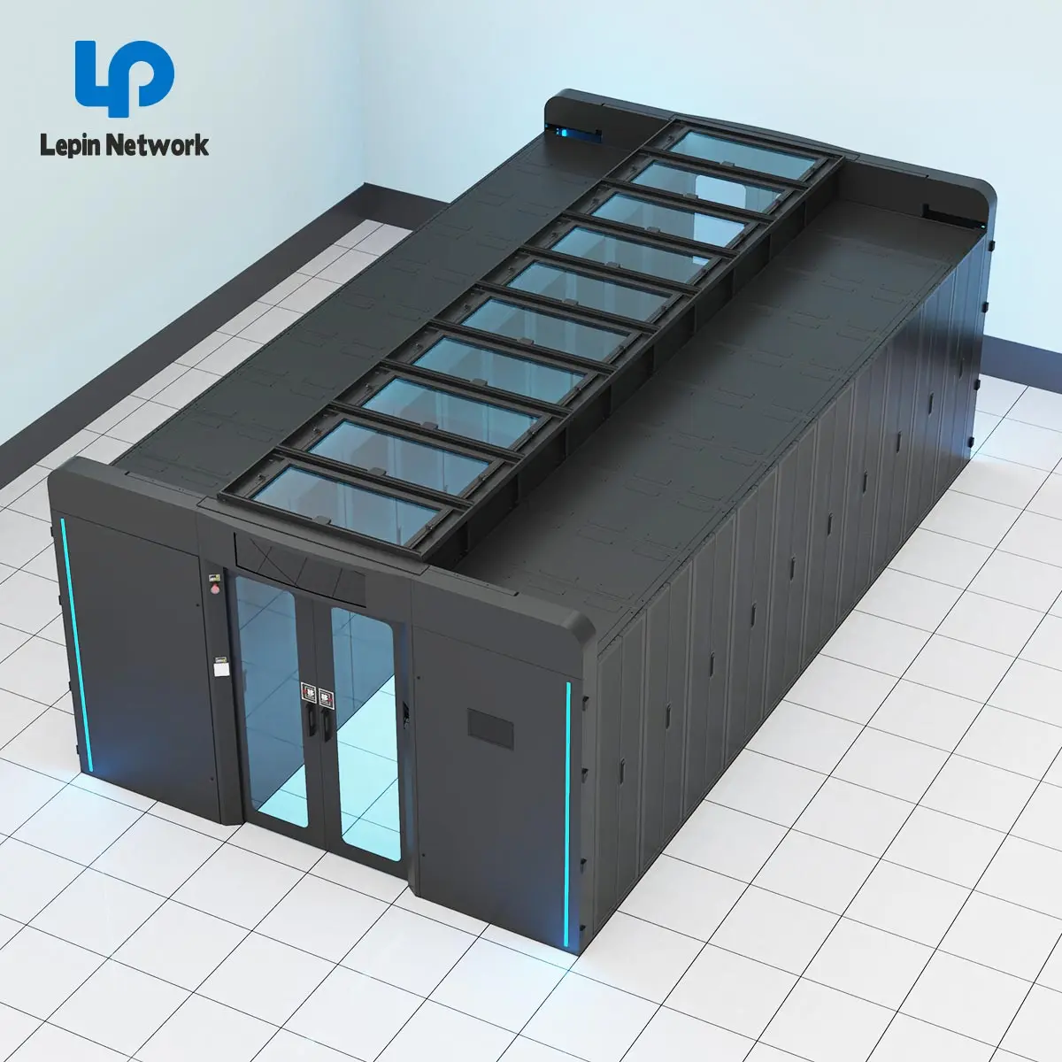 ningbo lepin factory  custom glass door cold containment  aisle 42u KH KA network cabinet Fire linkage control unit C1 TYPE