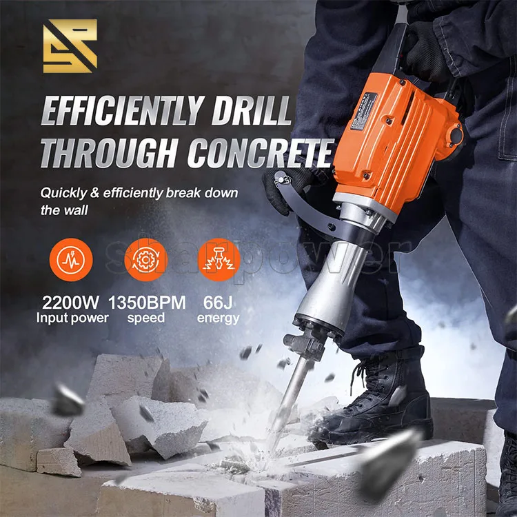 SHARPOWER power tools 65mm concrete electric demolition hammer breaker drill 65a  65   with jack hammer
