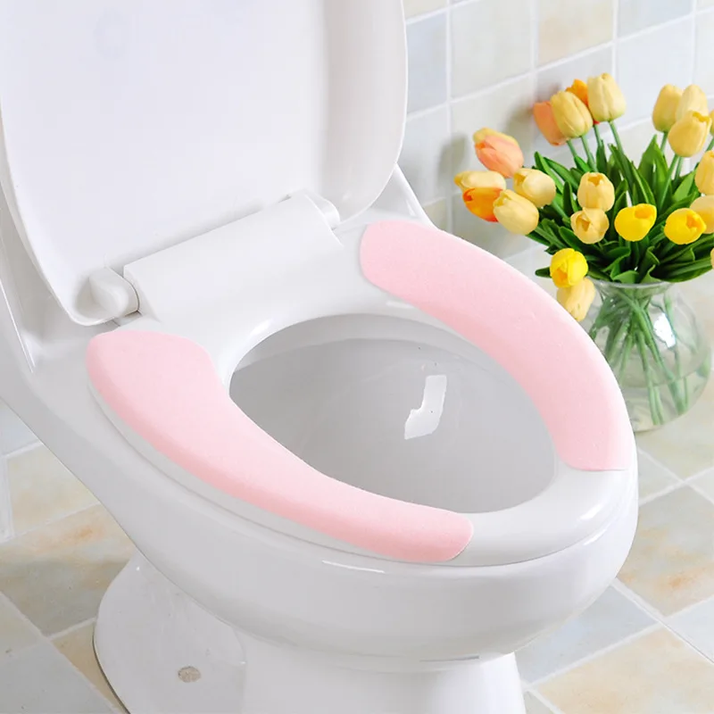 Plush Sticky Printed  Non disposable Waterproof Solid Toilet Seat Cloth Cover Covers