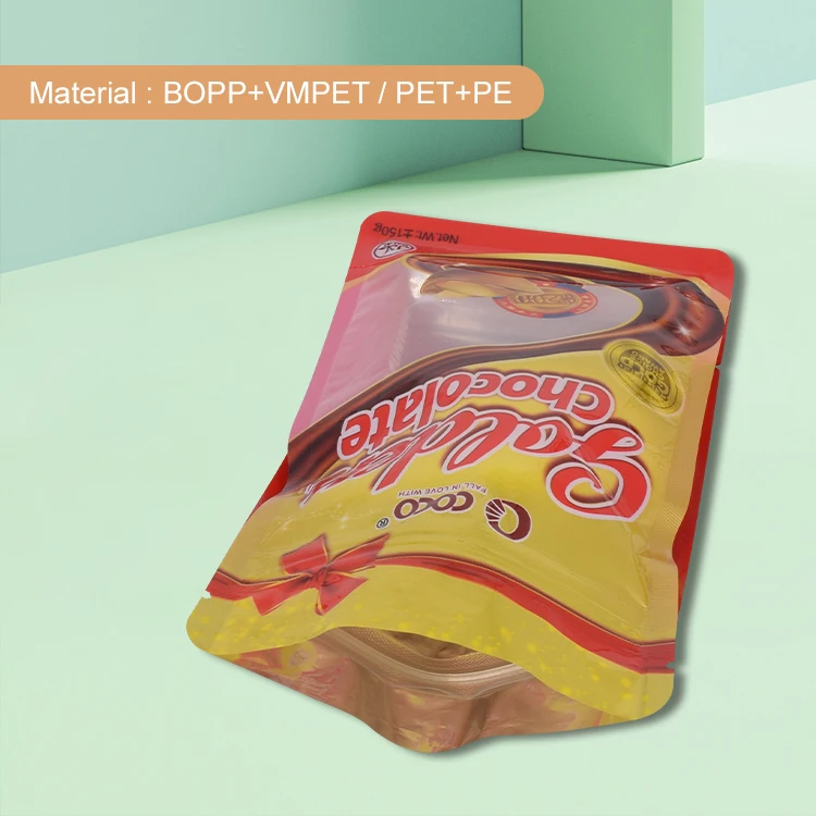China plastic manufactured eight side-sealed box pouch or flat bottom bag with gusset for chocolate snacks