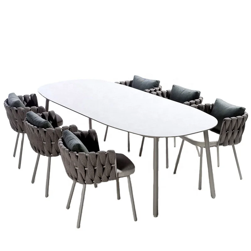 
Modern new design outdoor use garden furniture rope woven dining sets chair with table 