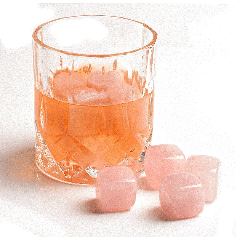 Hot Selling large Whiskey Stone wholesale natural crystal rose quartz ice cube stone