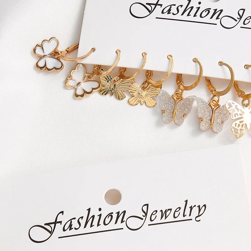 European American New Creative Retro Simple Openwork Love Gold Butterfly Earrings
