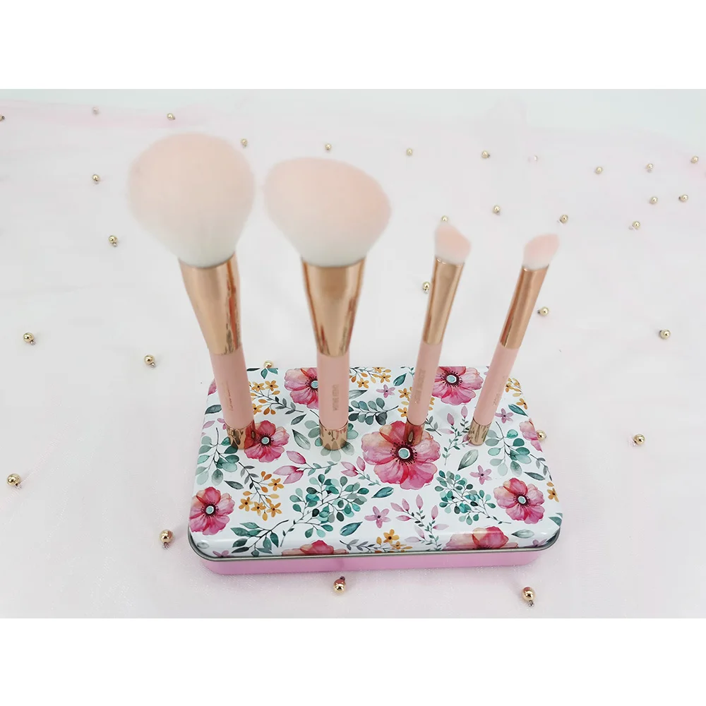 4 шт./кор. МАГНИТ ручка металлический корпус упаковка, подарок для девушек и женщин, Путешествия красоты лица инструмент профессиональные косметические кисти для макияжа Набор