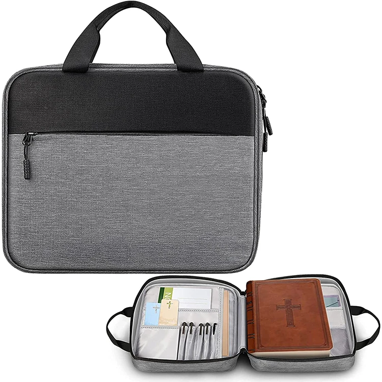 Stylish Unisex Grey Durable Portable Bible Tote Bag  Book Cover Carrying Organizer